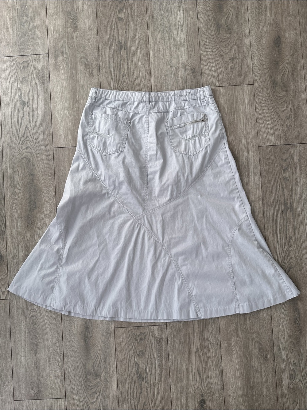 y2k flare grey midi skirt